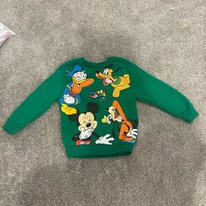 Disney Green Sweatshirt with Mickey and Friends